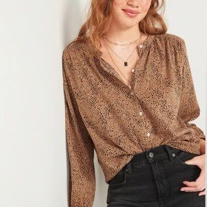 Old Navy Animal Print Button-up Blouse